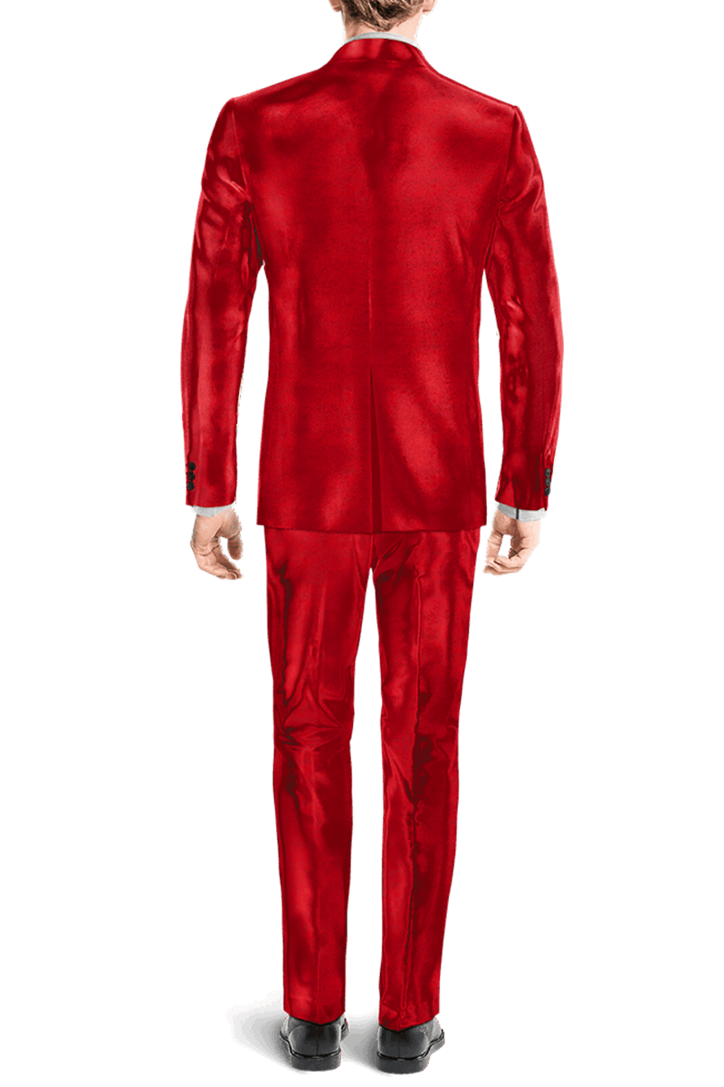 Double Breasted Peak Lapel Suit Red