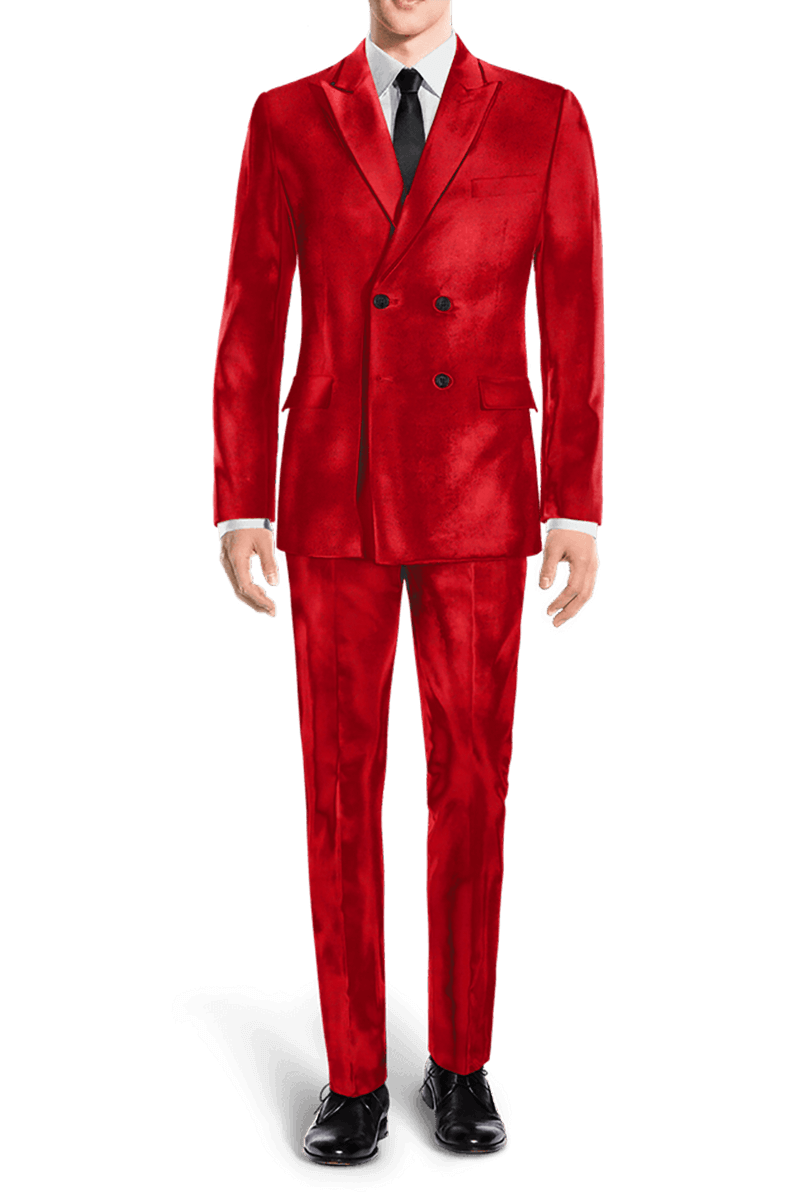 Double Breasted Peak Lapel Suit Red