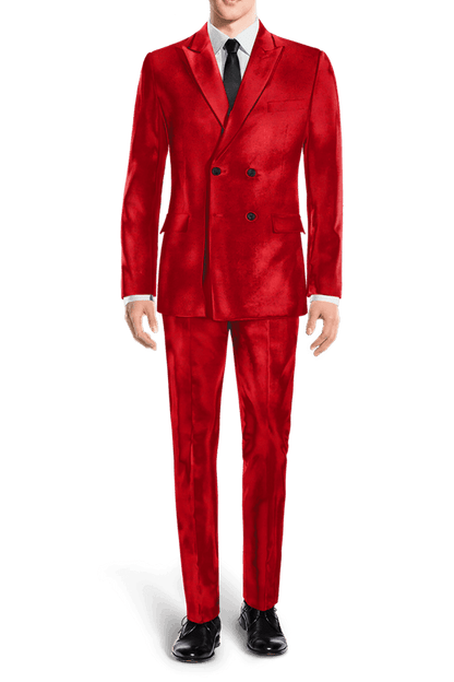 Double Breasted Peak Lapel Suit Red