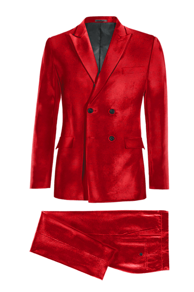 Double Breasted Peak Lapel Suit Red