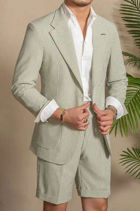 Light Green 2-piece Single-breasted Summer Suit