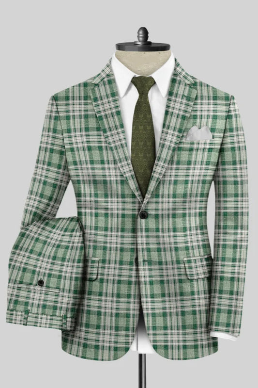 Men's Plaid 2-piece Suit in Green