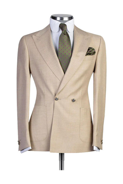 Champagne 2 Piece Two-button Fashion Prom Suit