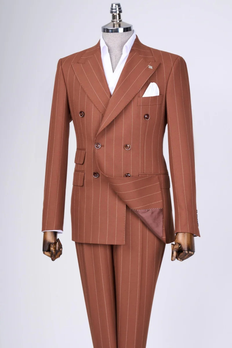 Men's Striped Double-breasted 2-piece Suit