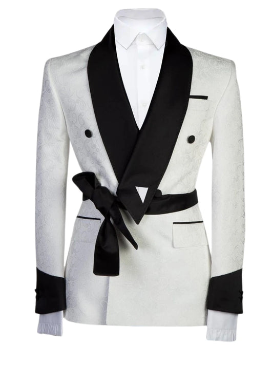 2 Piece Shawl Lapel Single Breasted White Suit