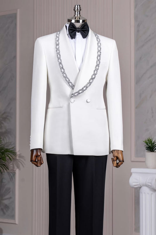 Two-button 2-piece Blazer Tuxedo with Applique