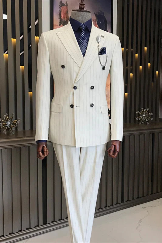 Striped Double-breasted 2-piece Suit