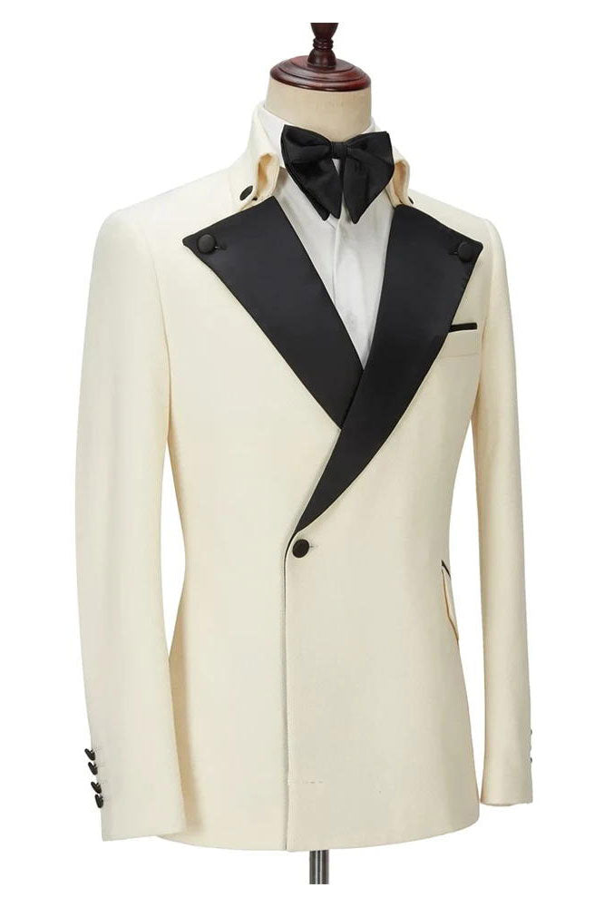 Chic Off White One Button Peak Lapel Tuxedo