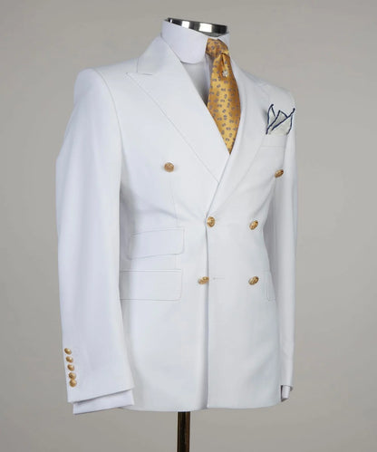 White Peaked Lapel Designer Men's Suits for Wedding Formal Suits