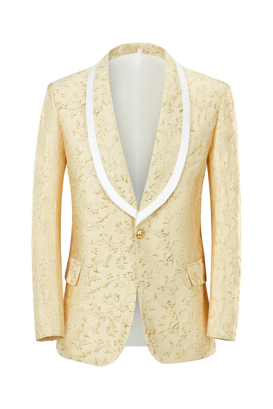 Light Yellow Shawl Lapel Single Breasted 2-piece Outfit