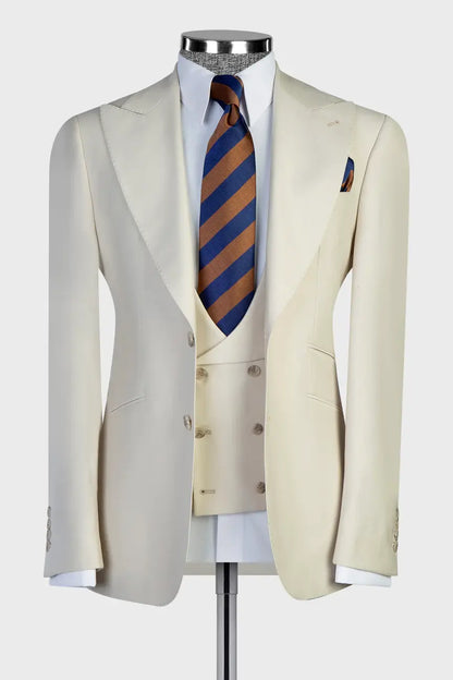 Ivory 3-piece Peak Lapel Single-breasted Suit