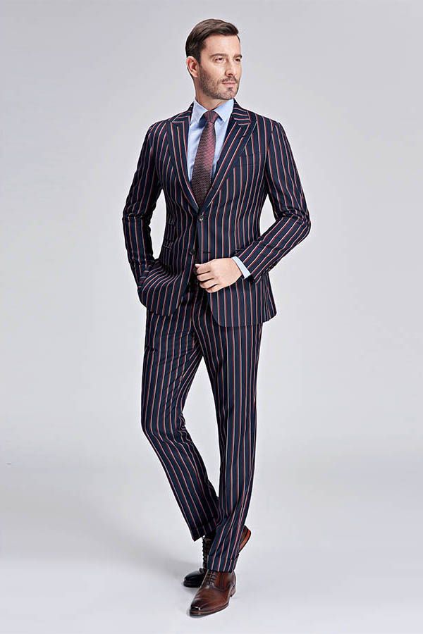Bespoke Stripes Dark Navy Men's Suit