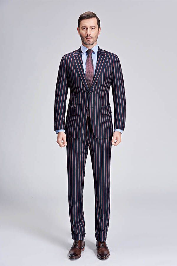 Bespoke Stripes Dark Navy Men's Suit