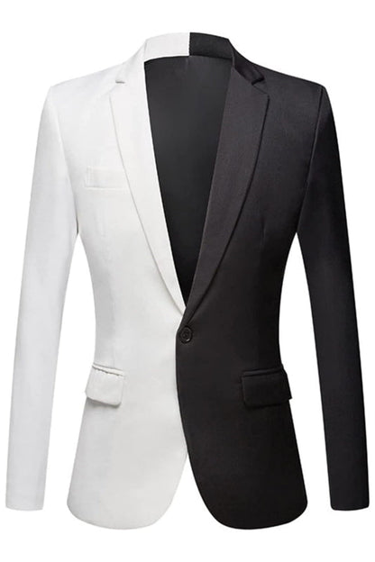 Bicolor Black White Notched Lapel 2 Pieces Slim Fit Prom Suits