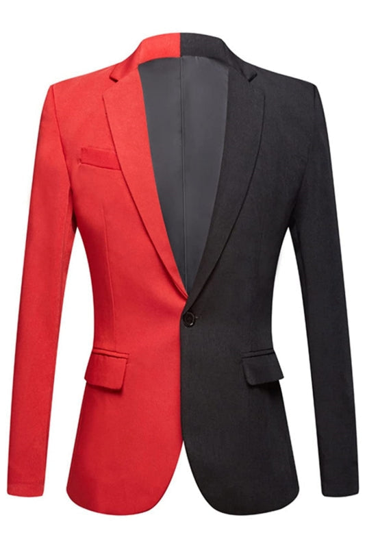 Black and Red Bicolor Notched Lapel 2 Pieces Custom Prom Suits