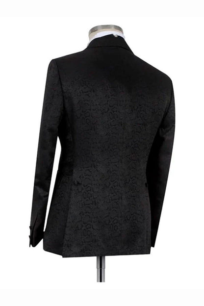 Black Double Breasted Jacquard Fashion Prom Men Suit