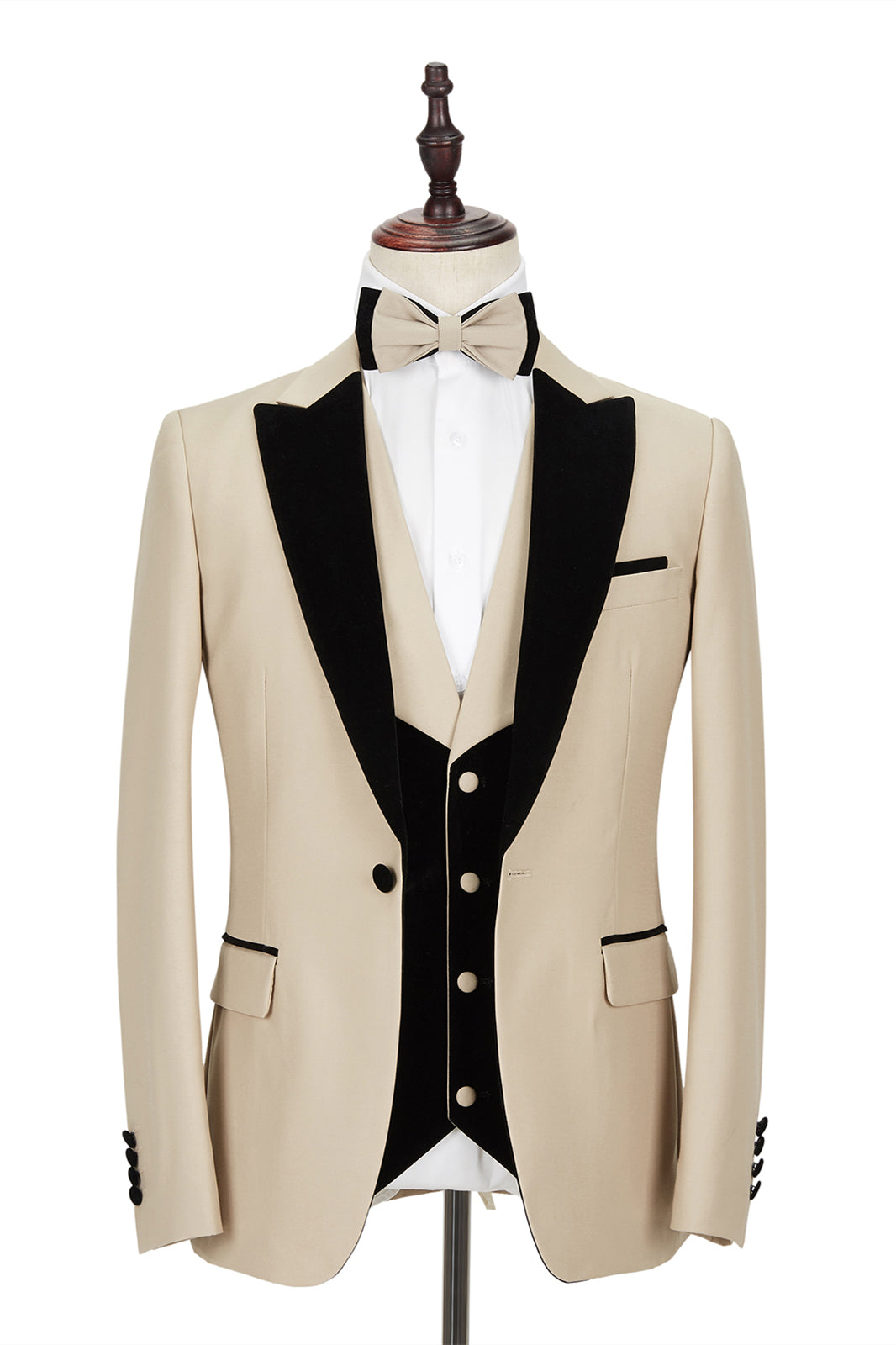 Black Peak Lapel Wedding Suit Velvet Banding Edge Formal Suit