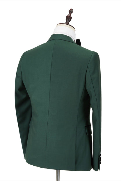 Black Peak Lapel Dark Green Velvet Banding Men Suit