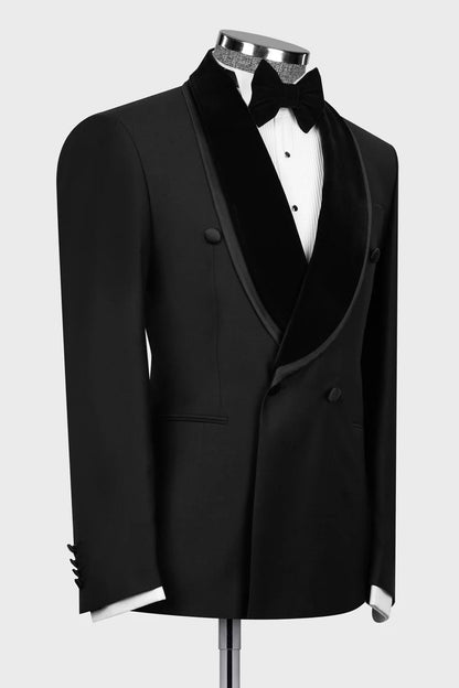 Black Double-breasted 2-piece Blazer Tuxedo