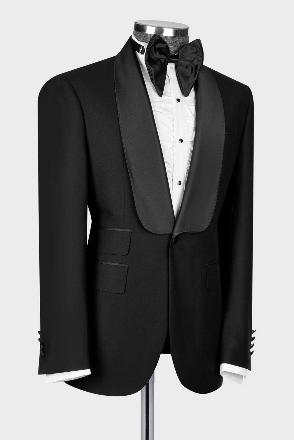 Black One-button Shawl Lapel 2-piece Tuxedo