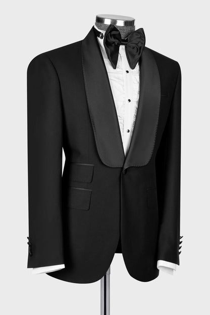 Black One-button Shawl Lapel 2-piece Tuxedo