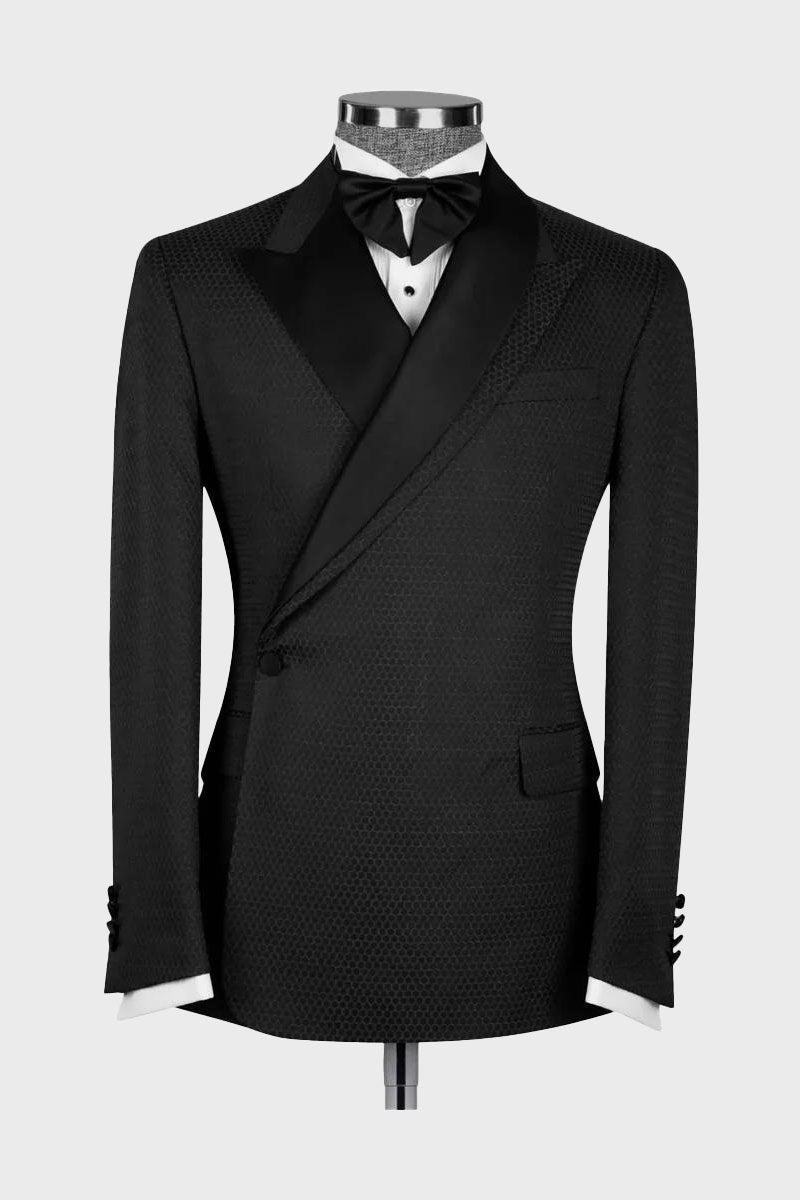 Black One Button 2 Piece Suit Wedding Prom Tuxedo