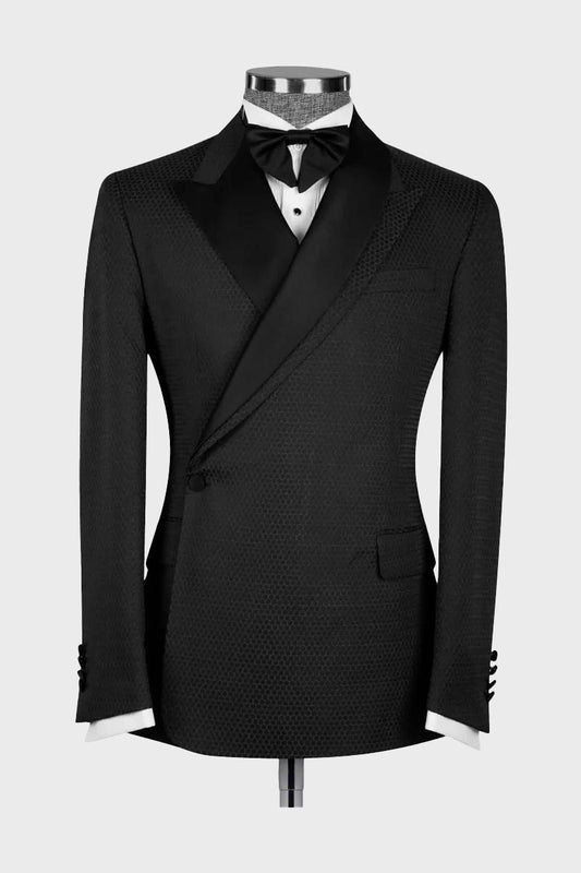 Black One Button 2 Piece Suit Wedding Prom Tuxedo