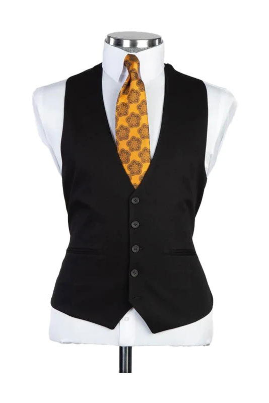 Black Classic Peak Lapel 3 Piece Suit
