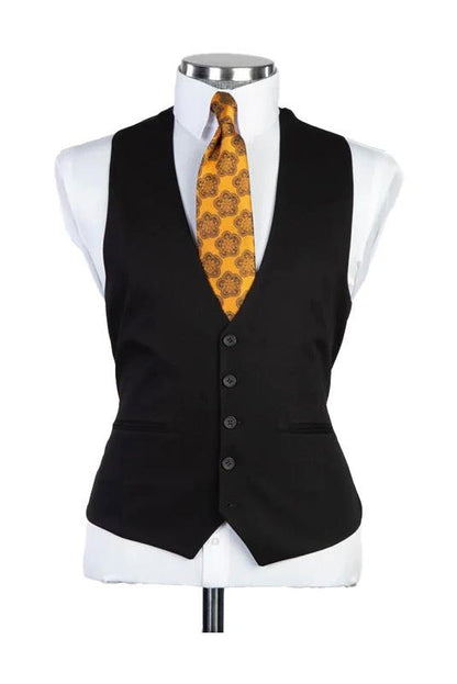 Black Classic Peak Lapel 3 Piece Suit