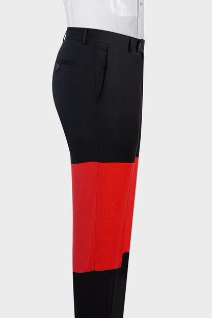 Red Black Split Two-tone Double-breasted 2-piece Suit