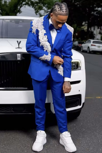 Blue Slim Fit Suit 2-Piece Prom Outfits