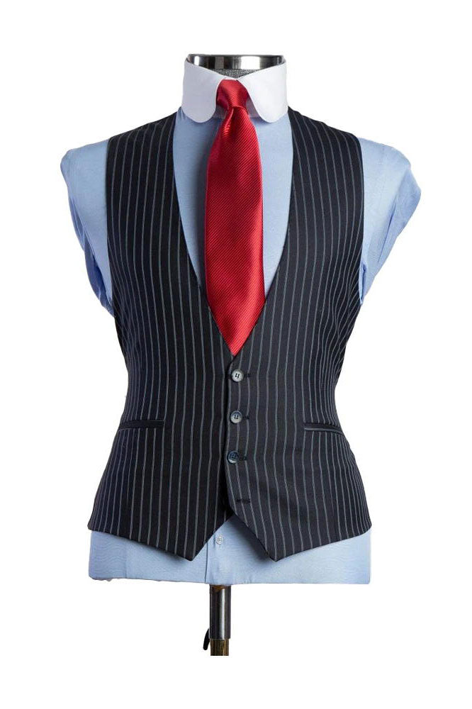 Dark Navy 3 Piece Striped Fashion Suit