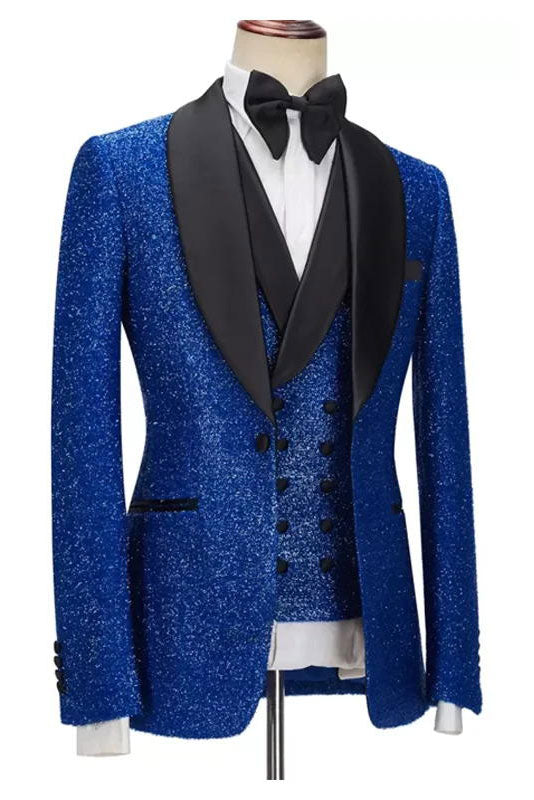 Royal Blue Three Piece Slim Fit Men's Suit