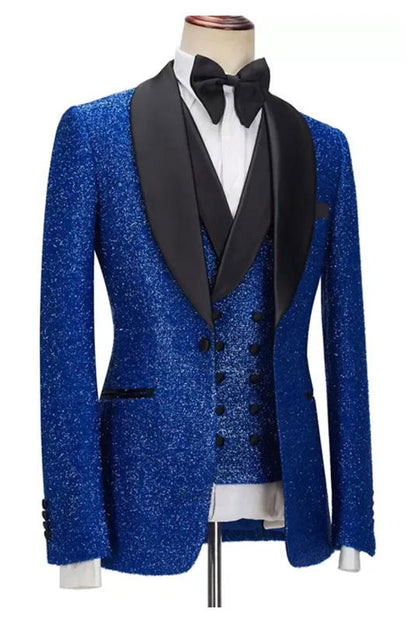 Royal Blue Three Piece Slim Fit Men's Suit
