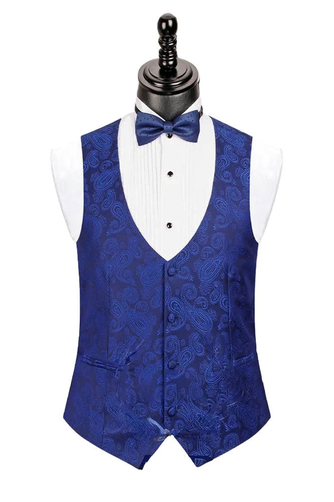 Jacquard Royal Blue 3-Piece Notch Lapel Prom Tuxedos