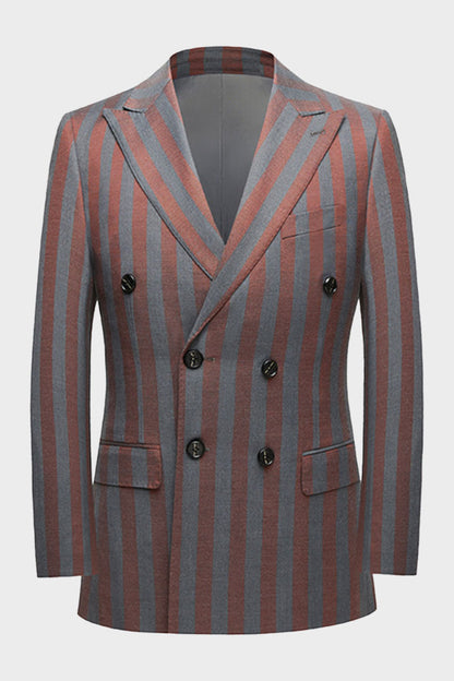 Red and Gray Striped Formal Men's Suit