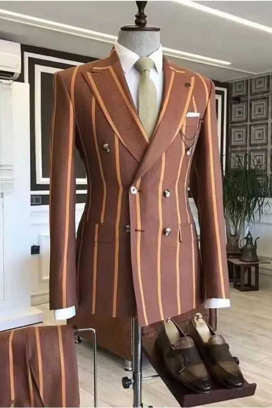 Bold Striped Double-breasted 2-piece Suit