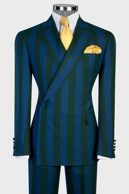 Bold Striped One-button 2-piece Suit