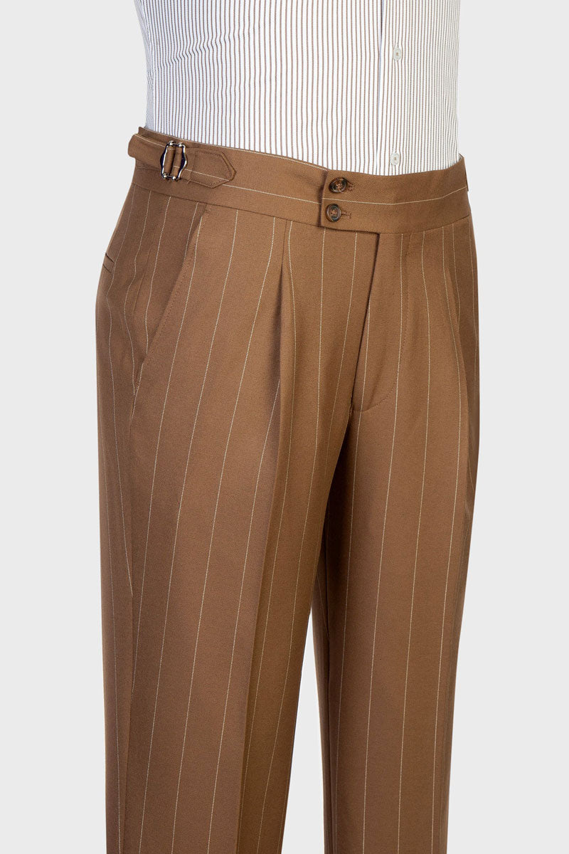 Men's Striped 3-piece Suit in Brown