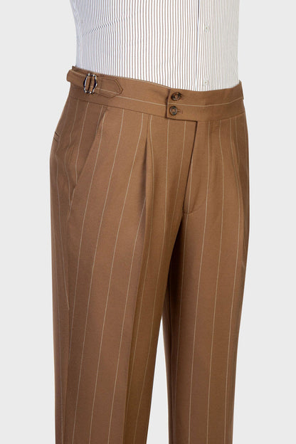 Men's Striped 3-piece Suit in Brown