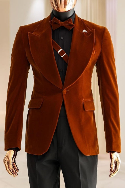 Velvet One Button 2-piece Blazer Suit