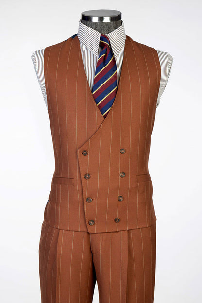 Men's Stripe Peak Lapel 3-piece Suit