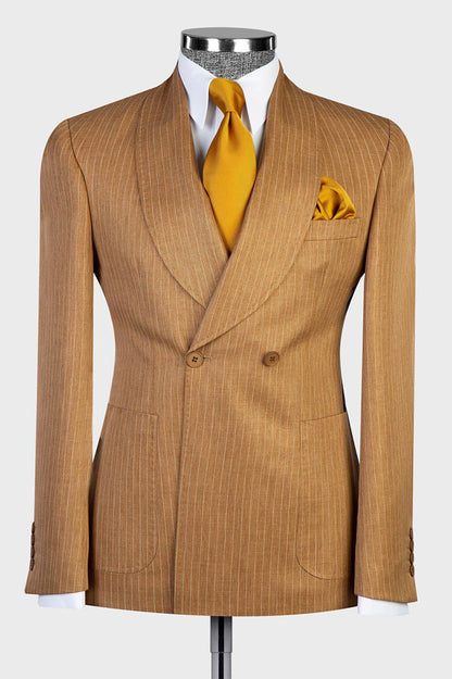 Pinstripe Shawl Lapel Two-button 2-piece Suit