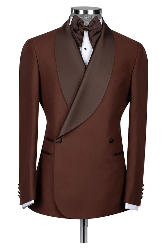 Brown Shawl Lapel Double Breasted Tuxedo