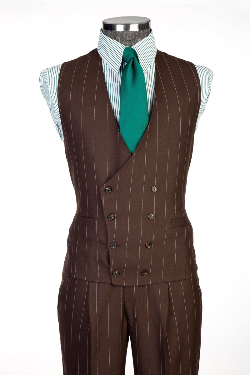 Men's Striped Peak Lapel 3-piece Suit