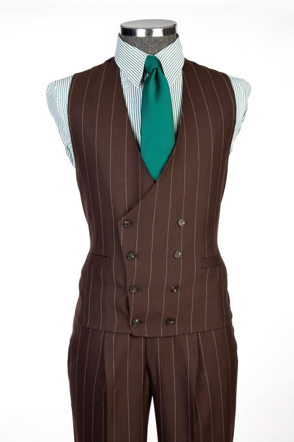 Men's Striped Peak Lapel 3-piece Suit