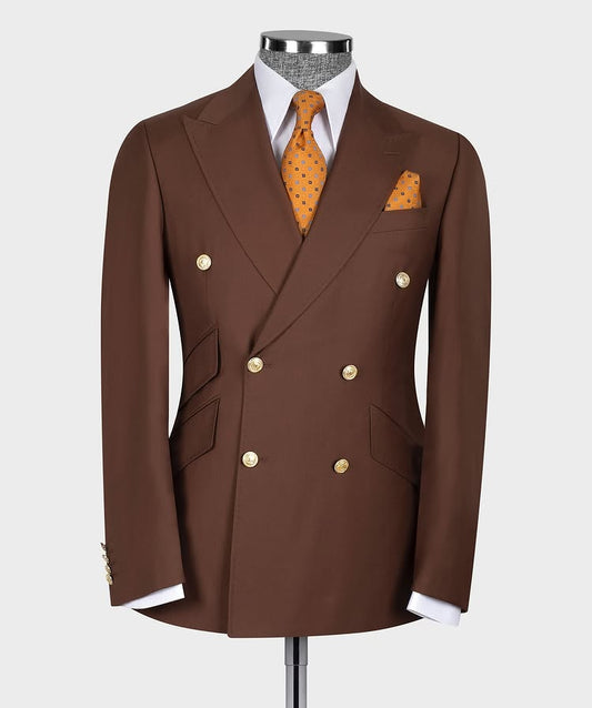 Latest Peaked Lapel Brown Double Breasted Suit for Prom