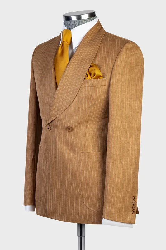 Pinstripe Shawl Lapel Two-button 2-piece Suit
