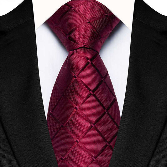 Burgundy Checkered Tie