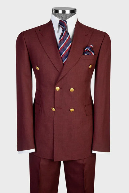 Double-breasted 2-piece Suit in Burgundy